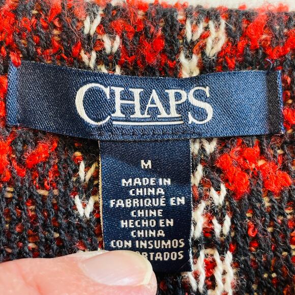Chaps Red Blue Plaid Knit Asymmetrical Zip Moto Sweater Jacket M NWT - Picture 8 of 14